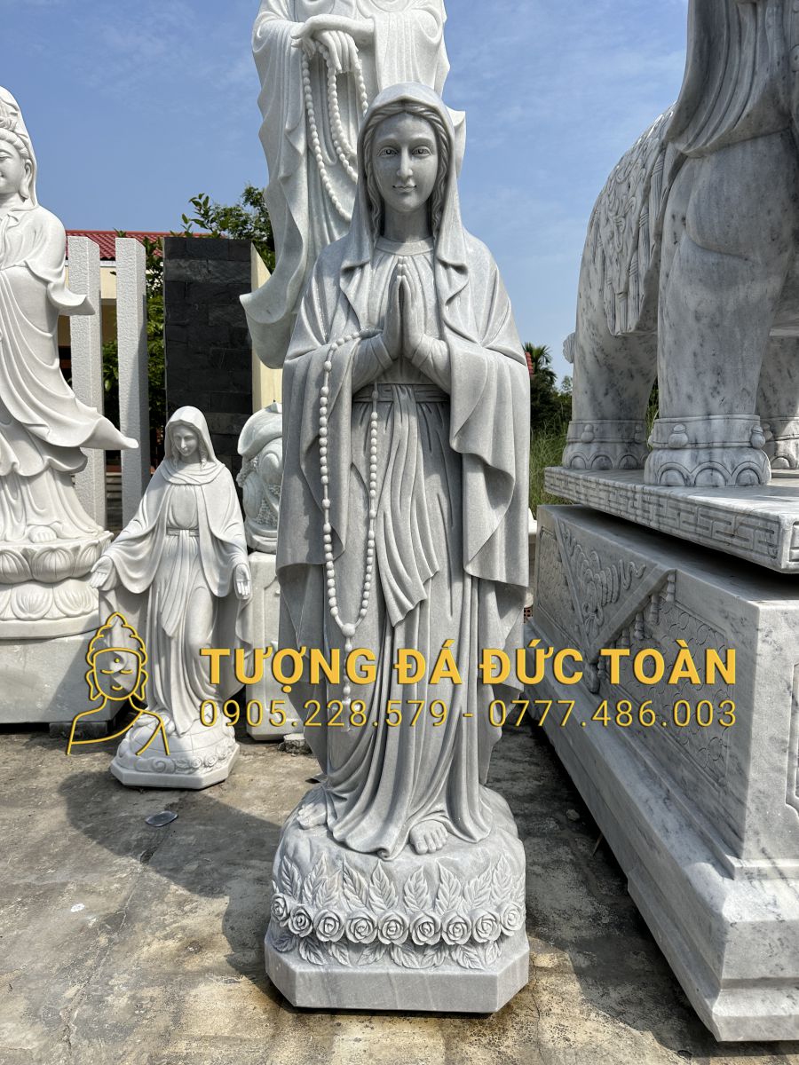 TƯỢNG ĐỨC MẸ LỘ ĐỨC CAO 2M ĐÁ XÁM DM_08 6 11 (3)