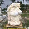 Tượng Phật Di Lặc vác cành đào đá cẩm thạch vàng