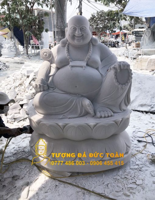 Tượng Phật Di Lặc tọa đài sen đá cẩm thạch