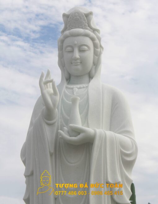 Bán tượng Phật Quan Âm đá cẩm thạch trắng