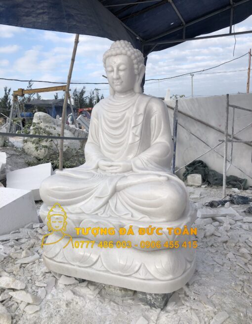 Tượng Phật Thích Ca Mâu Ni ngồi đá cẩm thạch trắng