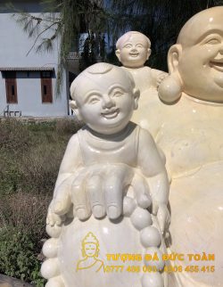Tượng Phật Di Lặc Ngũ Phúc đá cẩm thạch vàng