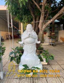 Tượng Phật Di Lặc Chúc Phúc Đứng đá cẩm thạch trắng