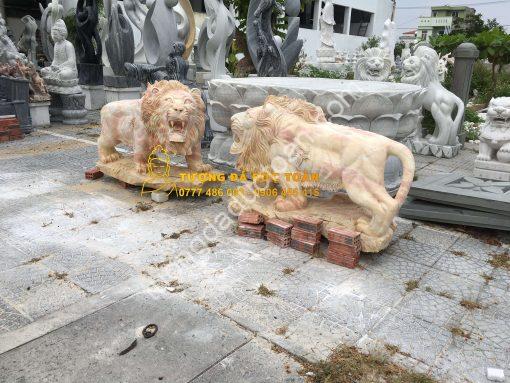 Bán tượng Sư Tử đá cẩm thạch vàng tự nhiên