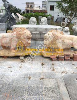 Bán tượng Sư Tử đá cẩm thạch vàng tự nhiên