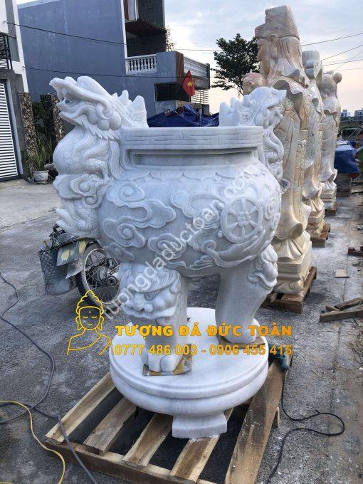 Lư Hương Đá Cẩm Thạch Trắng Mỹ Nghệ