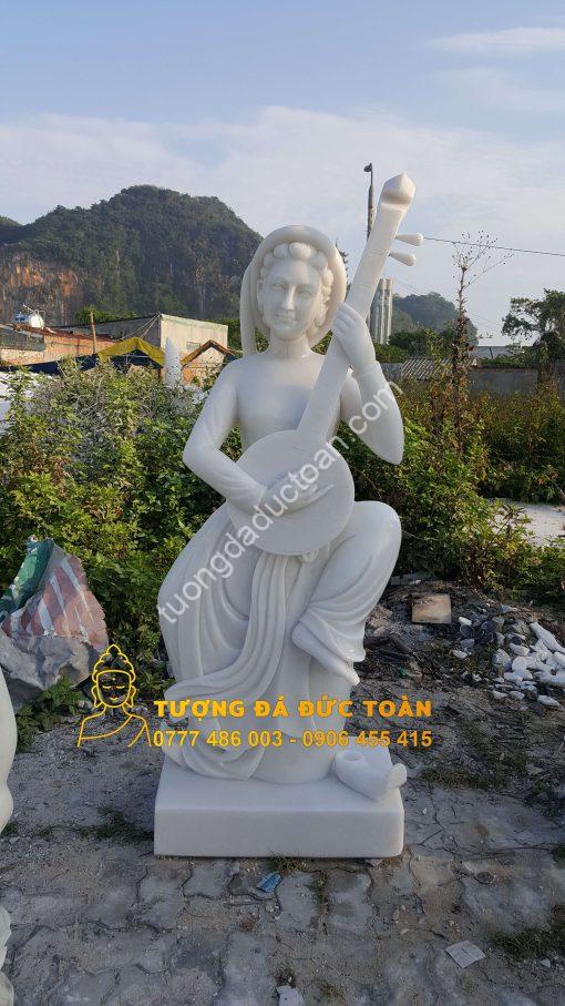 Tượng Cô Gái Bằng Đá Tự Nhiên Màu Trắng