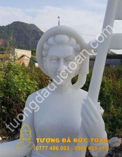 Tượng Cô Gái Bằng Đá Tự Nhiên Màu Trắng