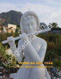 Tượng Cô Gái Bằng Đá Tự Nhiên Màu Trắng