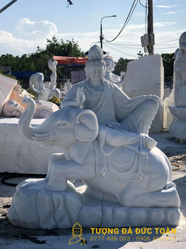 Tượng Văn Thù Phổ Hiền Bồ Tát Đá Nguyên Khối