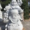 Tượng Phật Di Lặc vác cành đào cầm thỏi vàng đá cẩm thạch trắng