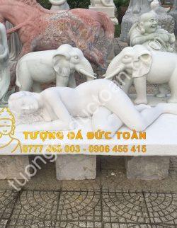 Tượng Thiếu Nữ Nằm Bằng Đá Cẩm Thạch Tự Nhiên