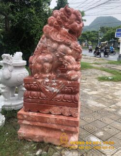 Bán tượng Kỳ Lân đá cẩm thạch đỏ nguyên khối