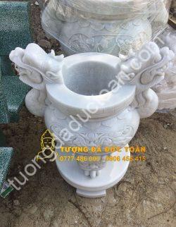Lư Hương Đá Rồng Trắng Nguyên Khối