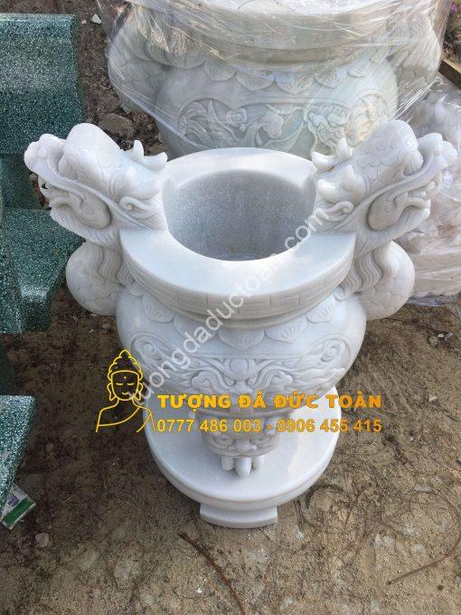 Lư Hương Đá Rồng Trắng Nguyên Khối