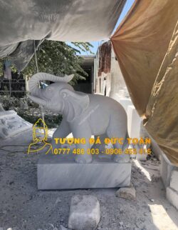 Điêu khắc tượng voi đá cẩm thạch trắng tự nhiên