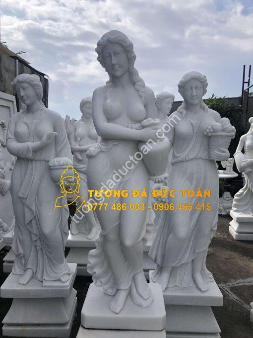 Tượng Cô Gái Bằng Đá Cẩm Thạch Màu Trắng