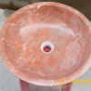 Lavabo Đá Tự Nhiên Hình Tròn Nguyên Khối Màu Hồng