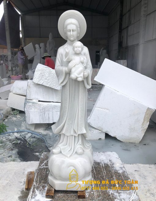 Tượng Mẹ La Vang đá cẩm thạch trắng nguyên khối giá rẻ