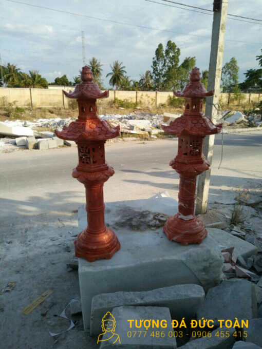 Đèn Đá Cẩm Thạch Sân Vườn Nguyên Khối Màu Đỏ