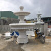Đài Phun Nước Đá Mỹ Nghệ Màu Trắng Đẹp 2 Tầng