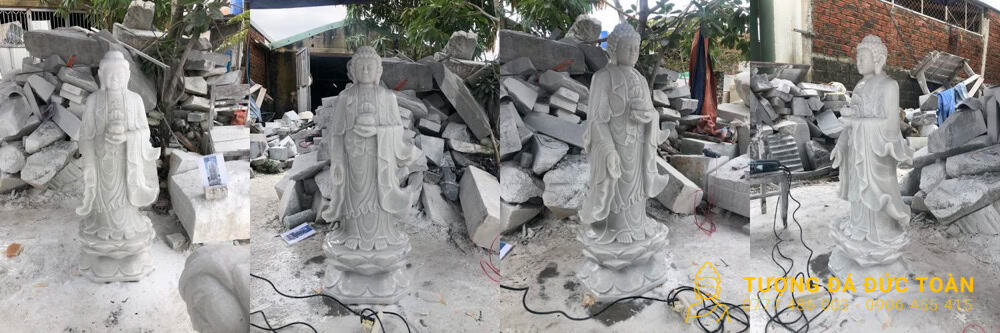 Tượng Phật A Di Đà Bằng Đá Cẩm Thạch Trắng Cao 1,2m