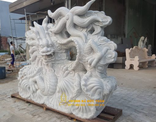 tượng Rồng đá cẩm thạch trắng nguyên khối Đà Nẵng