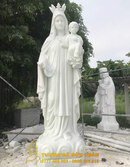 Tượng Đức Mẹ Hằng Cứu Giúp bằng đá trắng đẹp