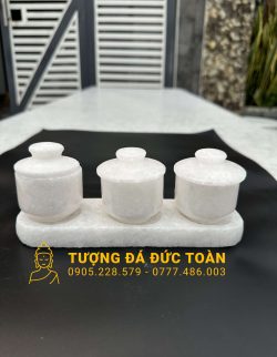 BỘ BÌNH - LƯ - ĐĨA ĐỂ MỘ ĐÁ CẨM THẠCH TRẮNG