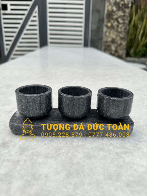 BỘ BÌNH - LƯ - ĐĨA ĐỂ MỘ ĐÁ CẨM THẠCH ĐEN