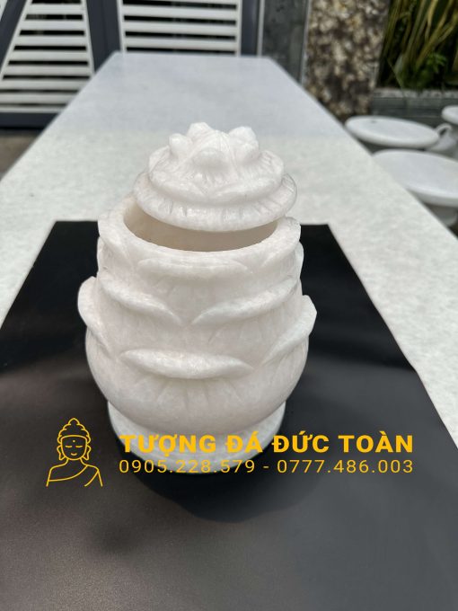 HỦ TRO CỐT BÚP SEN ĐÁ CẨM THẠCH TRẮNG