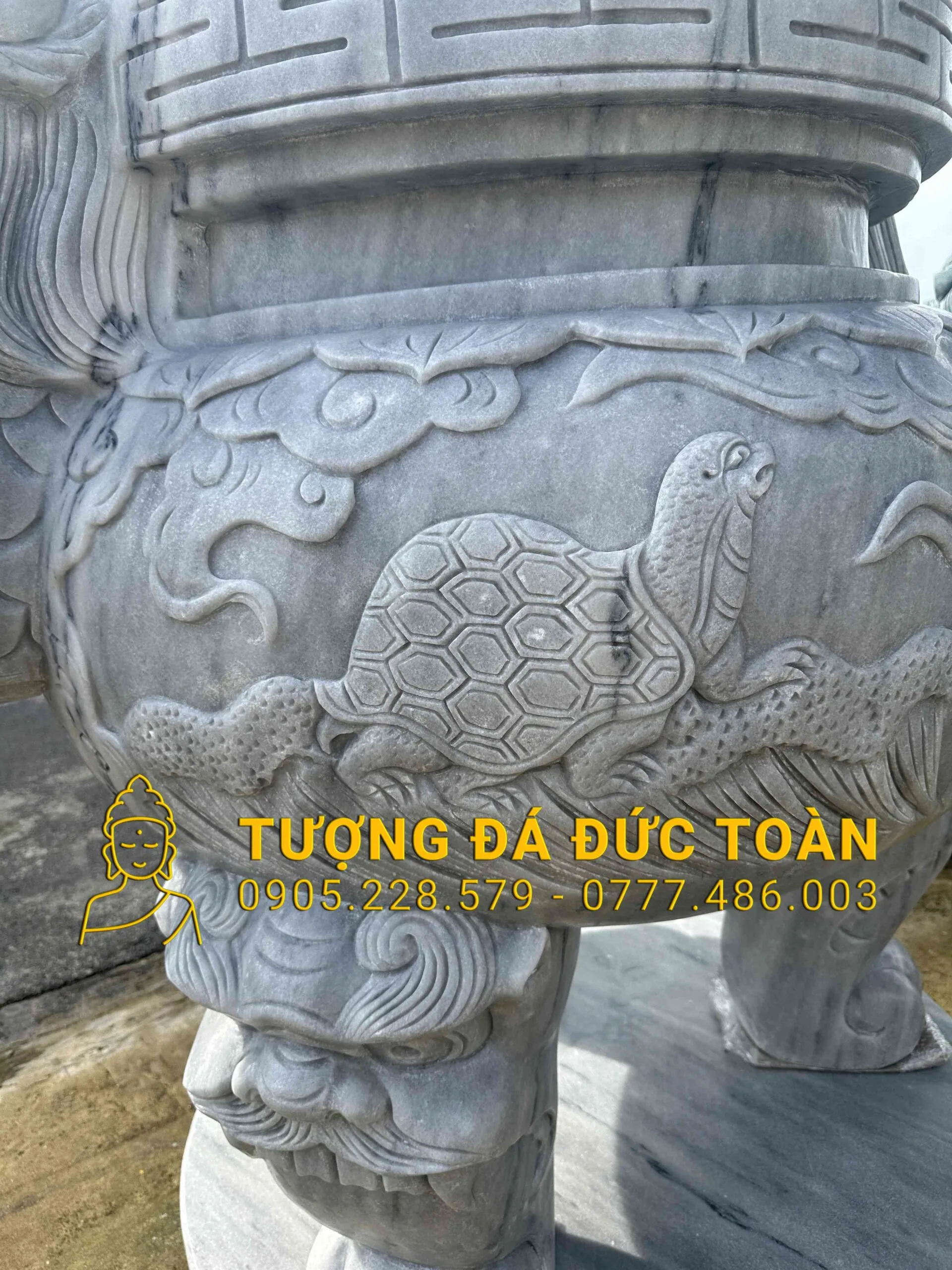 Chi tiết lư hương rồng đá LH_28