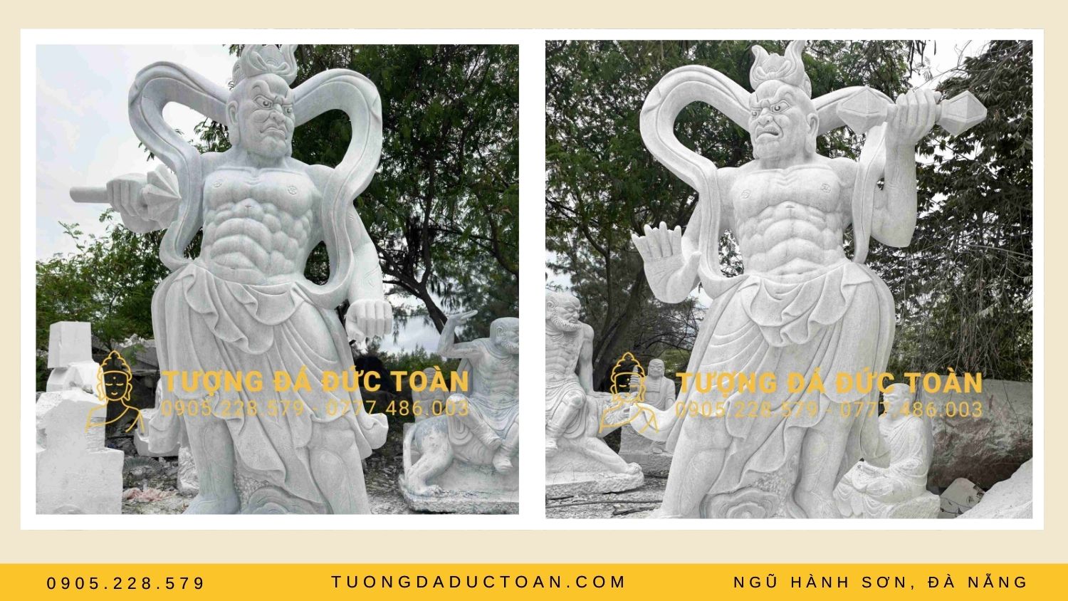 Bức tượng Kim Cang thường được chạm khắc với phần thân trên lộ cơ bắp và sự phẫn nộ, tay phải cầm chày kim 