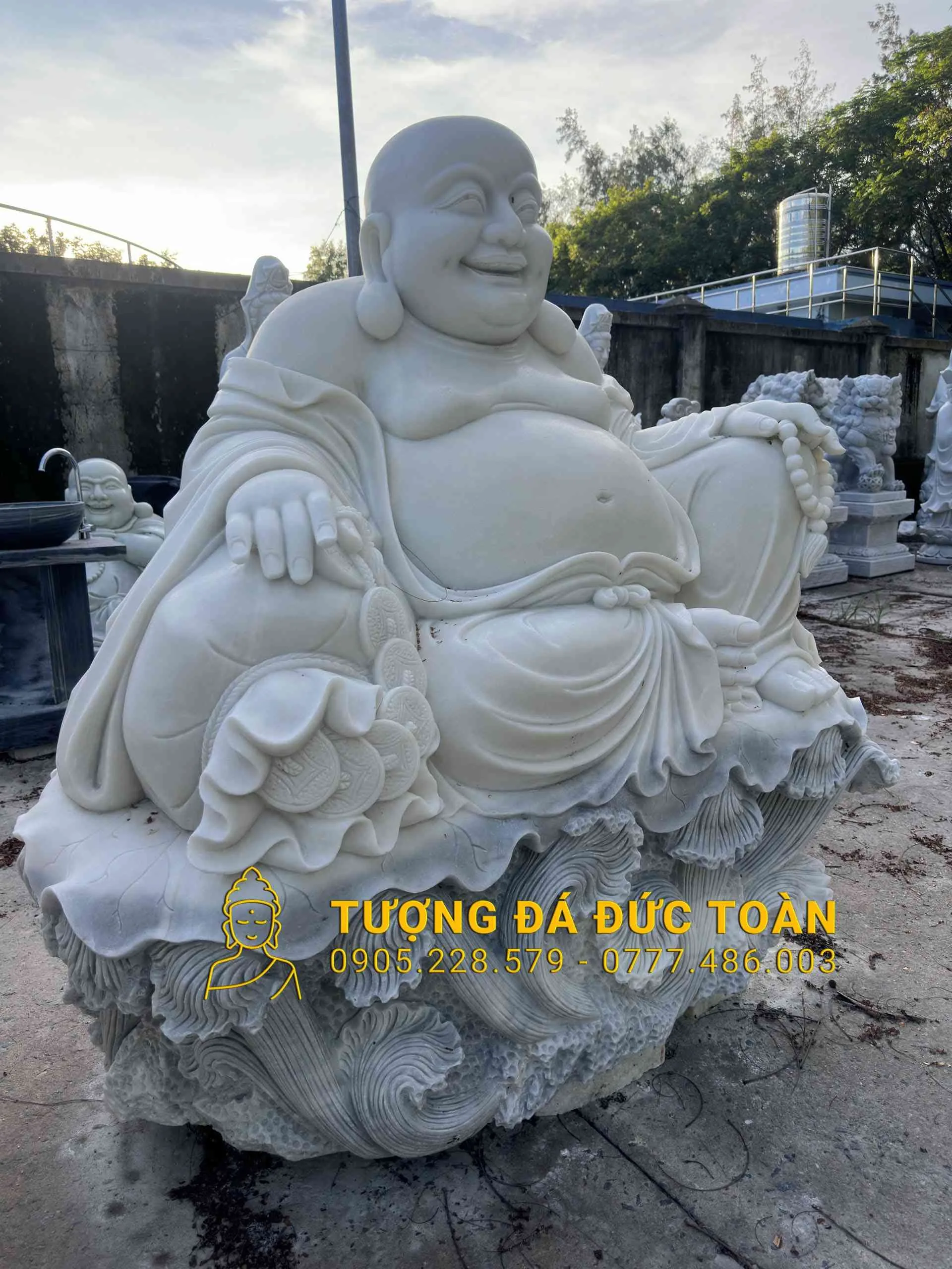 Tượng Phật Di Lặc Đá Cẩm Thạch Trắng