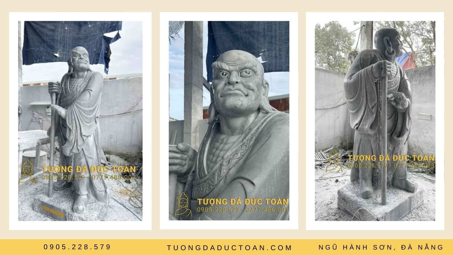 Tượng Kháng Môn La Hán cao 2.2m bằng đá nguyên khối về Phú Yên