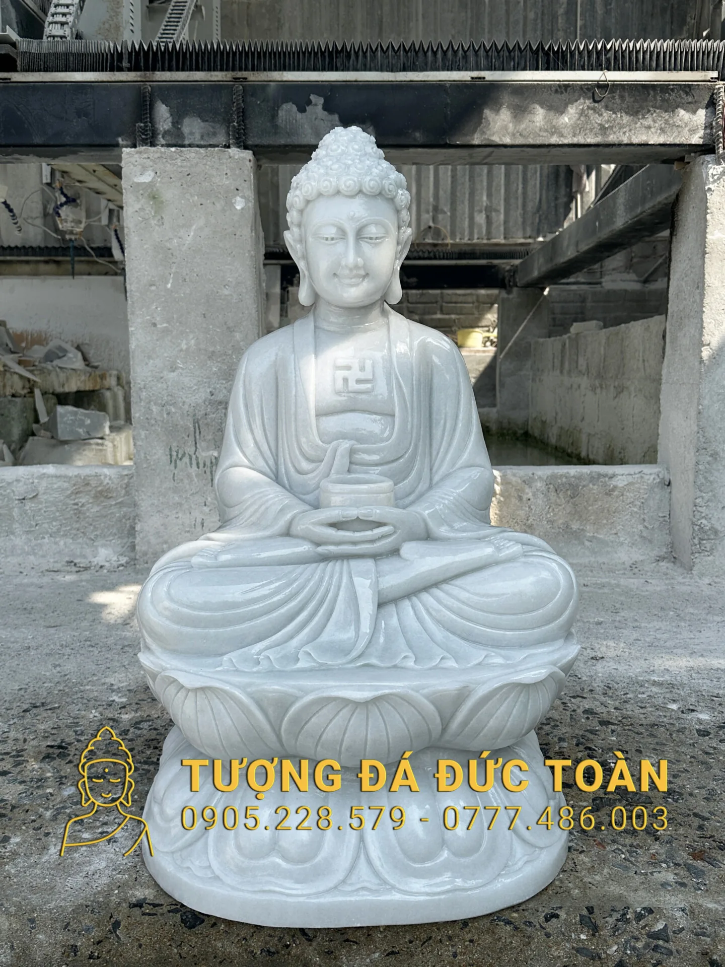 Tượng Phật A Di Đà Ngồi Đá Cẩm Thạch Trắng ADD_15