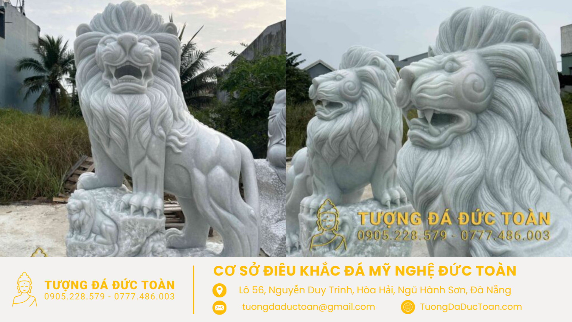 Mẫu Tượng Sư Tử Đá Nguyên Khối – Linh Vật Trấn Trạch Hàng Đầu Trong Phong Thủy