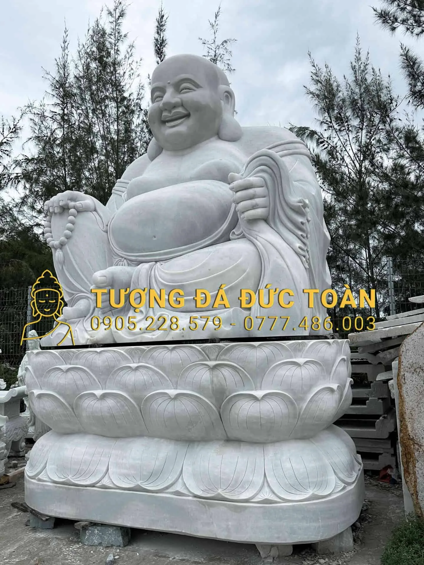 Tượng Phật Di Lặc Đá Trắng Cao 2m DL_46