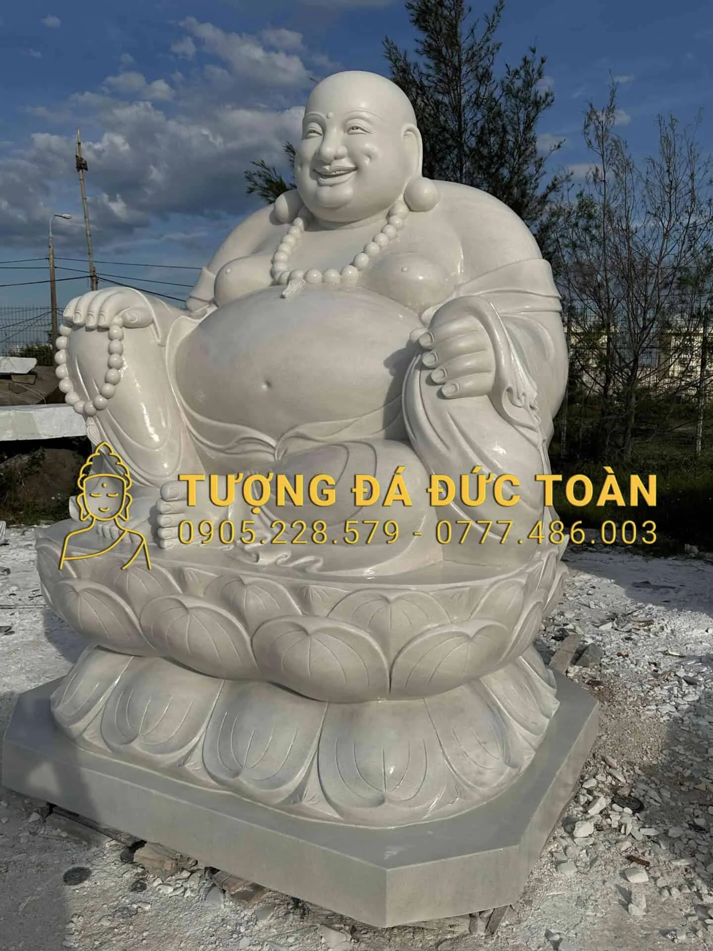 Tượng Phật Di Lặc Đá Trắng Cao 1,8m DL_47