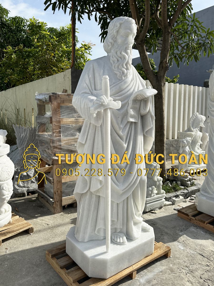TƯỢNG THÁNH PHAOLO BẰNG ĐÁ TRẮNG CAO 2M CGK_24 6 27 (4)