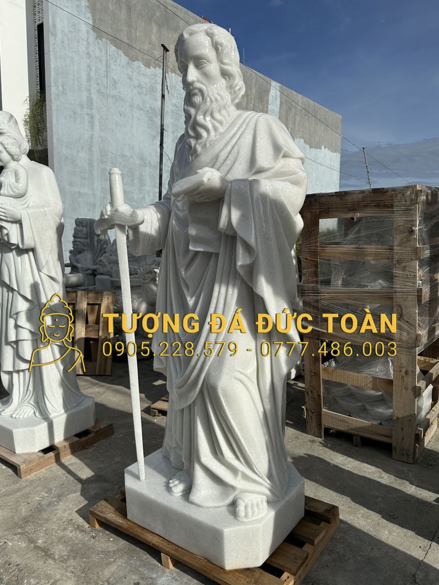 TƯỢNG THÁNH PHAOLO BẰNG ĐÁ TRẮNG CAO 2M CGK_24 5 27 (5)