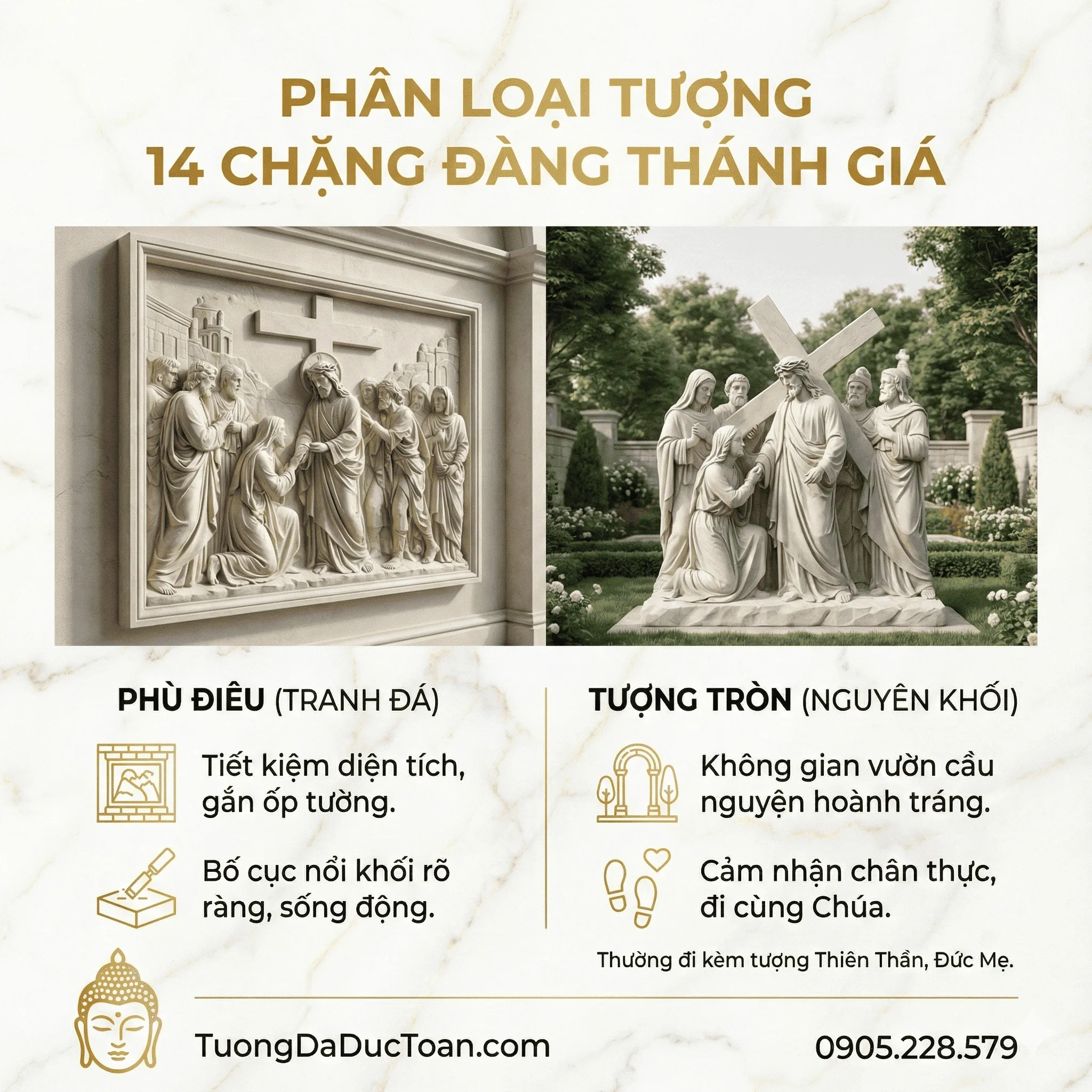 TƯỢNG 14 ĐÀN THÁNH GIÁ BẰNG ĐÁ CẨM THẠCH TRẮNG 2 Phan Loai 14 Chang Duong Thanh Gia