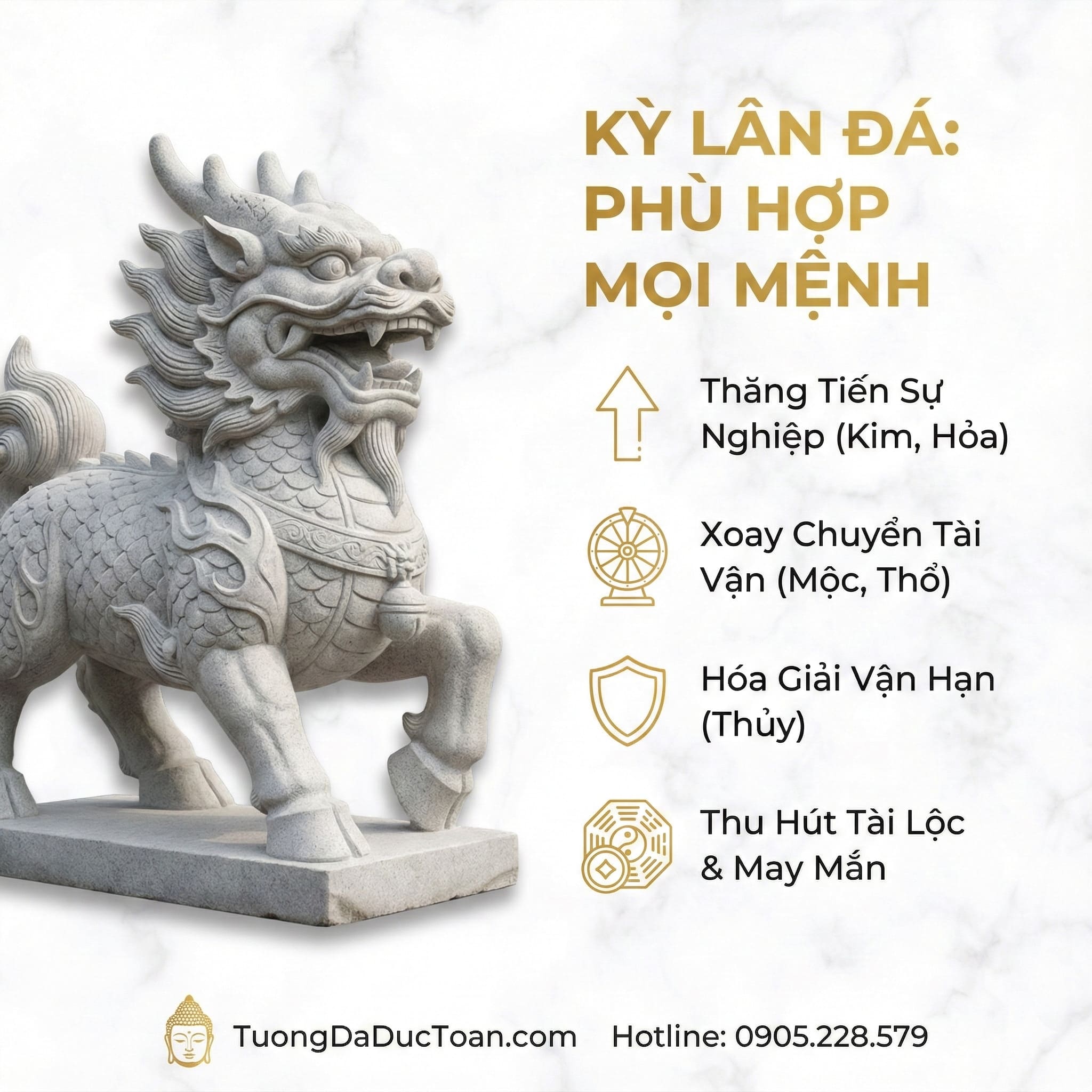 Gia chủ mệnh nào phù hợp với tượng kỳ lân đá