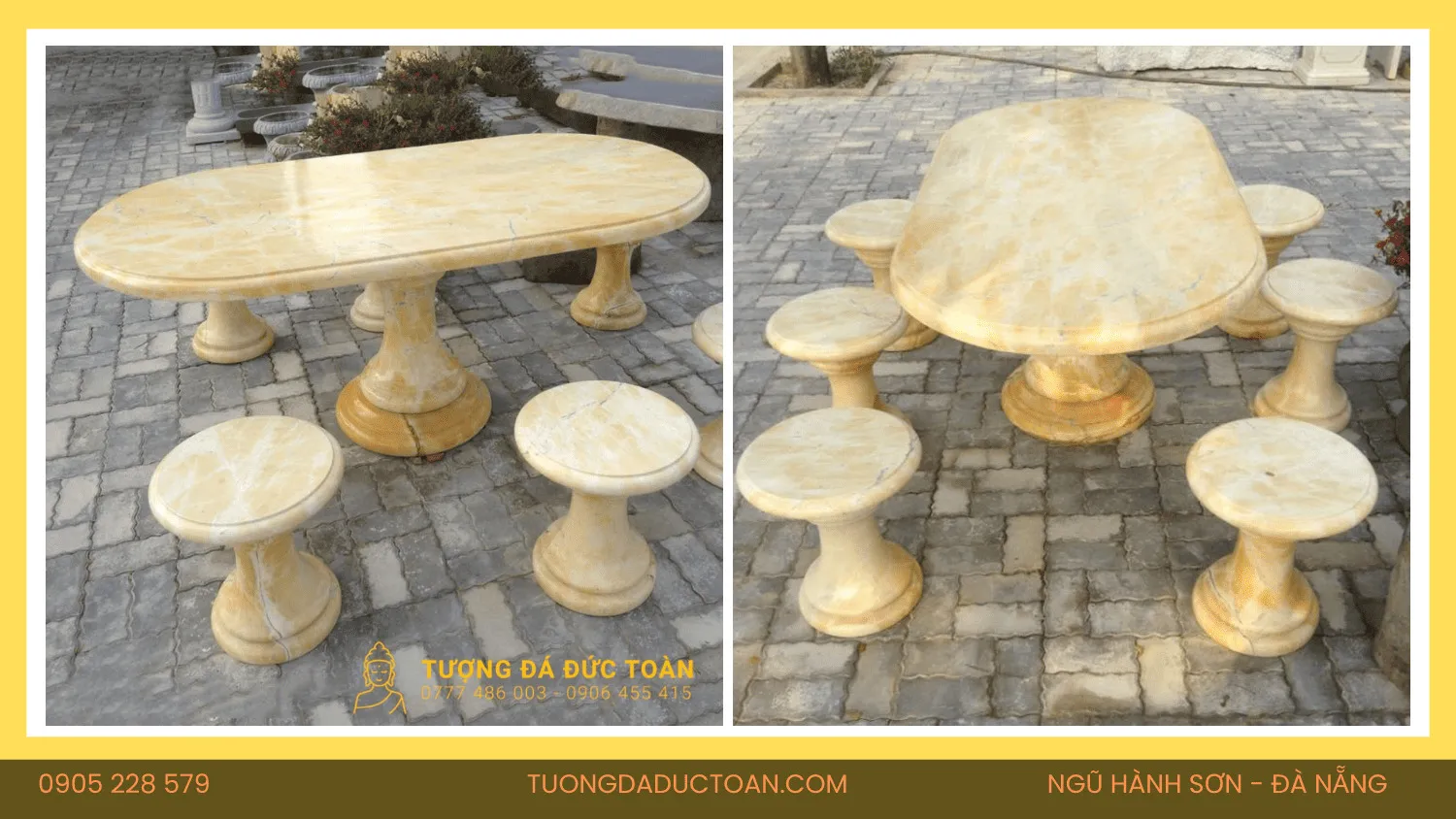 Bàn Ghế Đá Cẩm Thạch Trắng Đà Nẵng 2 Mẫu Bàn Ghế Đá Tự Nhiên (1)