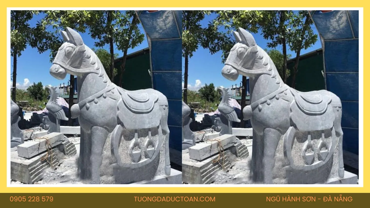 Kỳ Lân Phương Tây - Ngựa Một Sừng Đá Trắng Nguyên Khối 10 Ngựa đá