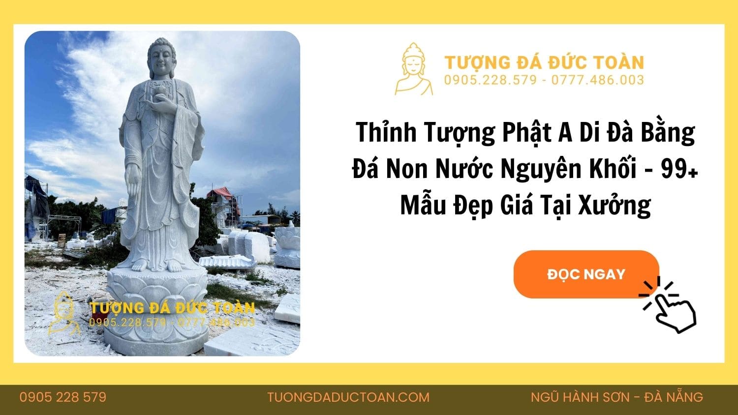 Thỉnh Tượng Phật A Di Đà Bằng Đá Non Nước Nguyên Khối