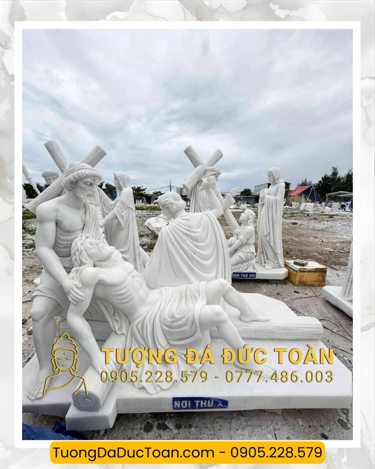 TƯỢNG 14 ĐÀN THÁNH GIÁ BẰNG ĐÁ CẨM THẠCH TRẮNG 5 Tượng 14 Chặng Đàng Thánh Giá (3)
