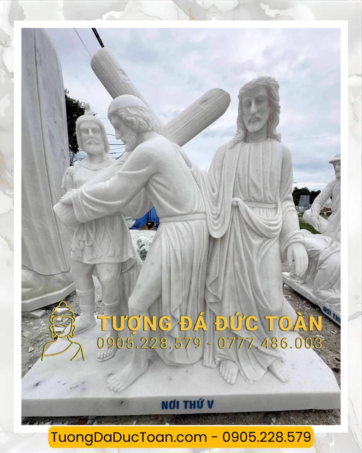 TƯỢNG 14 ĐÀN THÁNH GIÁ BẰNG ĐÁ CẨM THẠCH TRẮNG 7 Tượng 14 Chặng Đàng Thánh Giá (5)