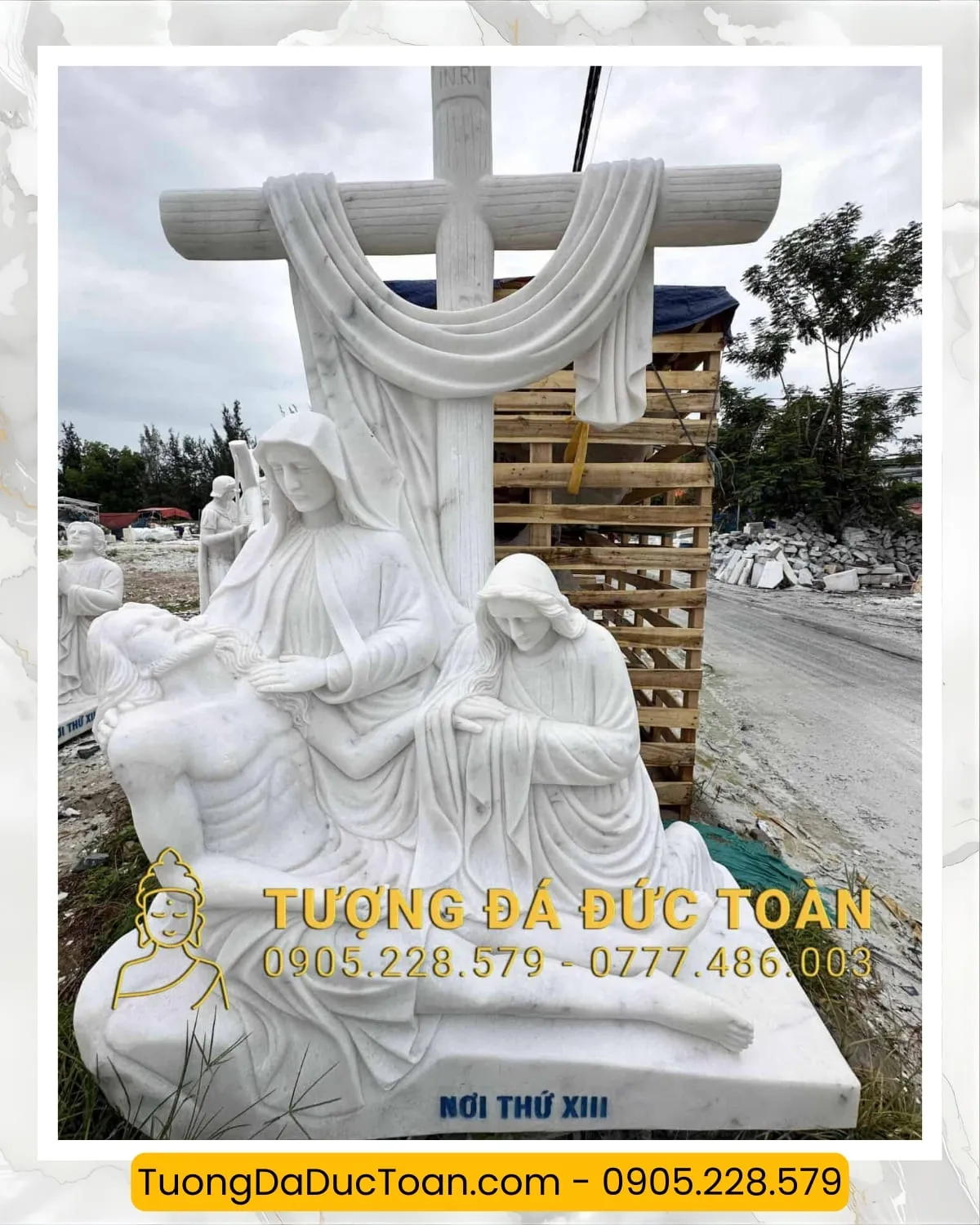 TƯỢNG 14 ĐÀN THÁNH GIÁ BẰNG ĐÁ CẨM THẠCH TRẮNG 9 Tượng 14 Chặng Đàng Thánh Giá (7)