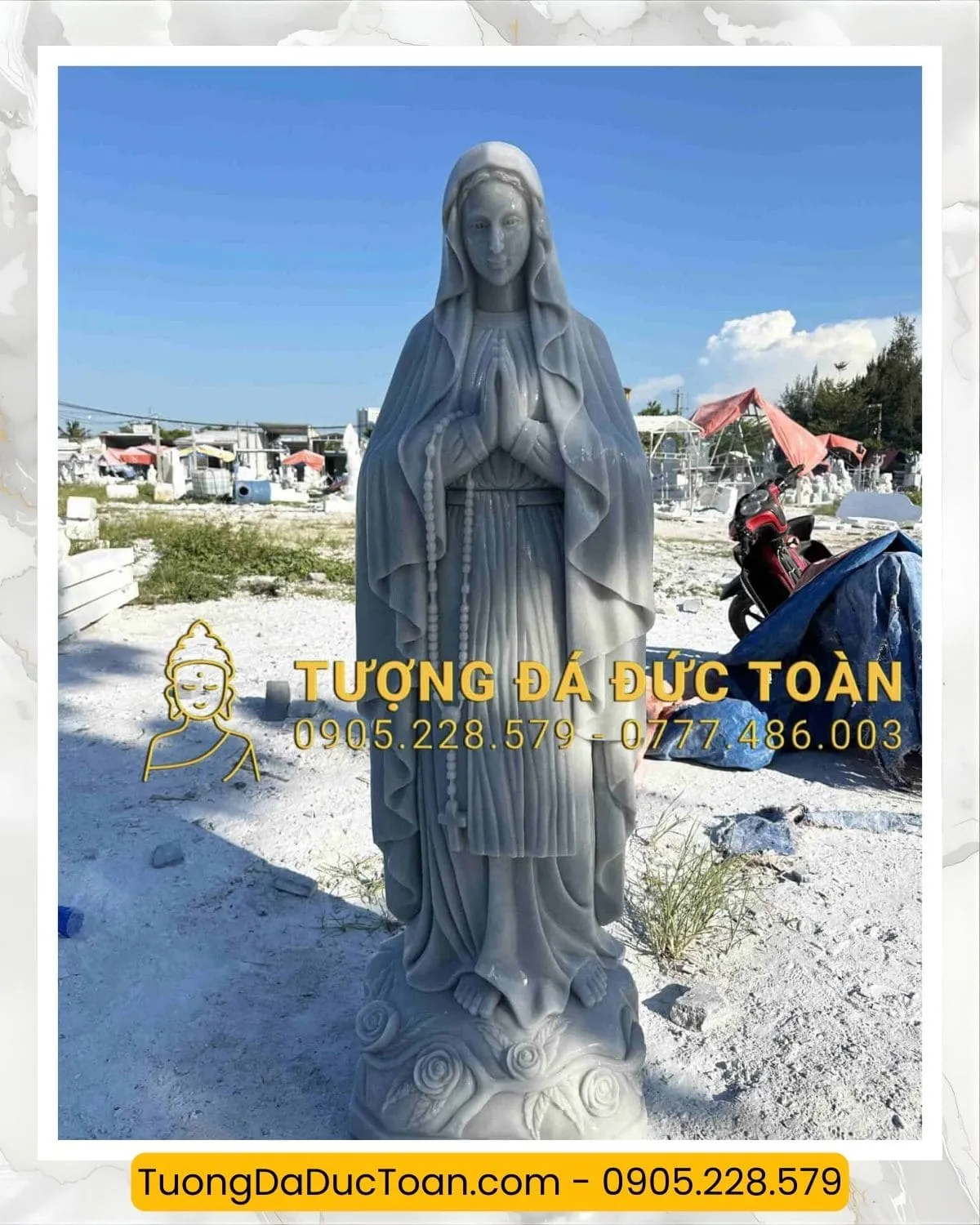 TƯỢNG ĐỨC MẸ FATIMA CAO 1,5M ĐÁ TRẮNG DM_13 6 Tượng Đức Mẹ Bằng Đá (4)